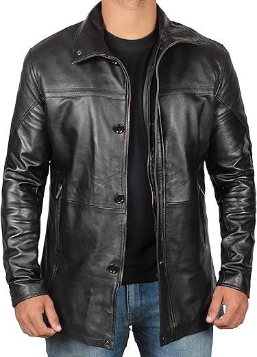 Domnite Leather Coats For Men - Real Lambskin Blazer And Carcoat Style Tall Leather Jacket Mens
