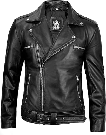 Domnite Men’s Full Grain Leather Jacket – Asymmetrical Style for the Confident Trendsetter