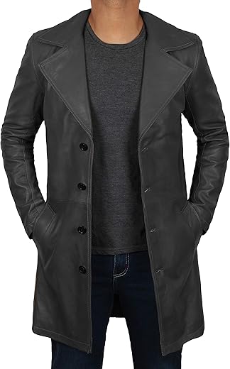 Domnite Men’s Real Full Grain Leather Coat – Timeless Style for the Modern Gentleman