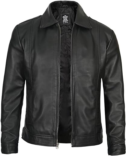 Domnite Mens Leather Jacket - Real Lambskin Classic Vintage Style Leather Jackets For Men