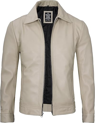 Domnite Mens Leather Jacket - Real Lambskin Classic Vintage Style Leather Jackets For Men