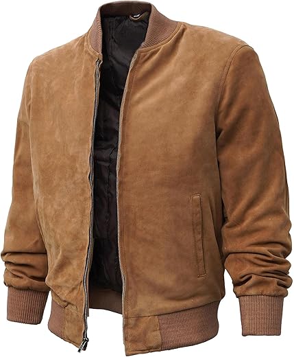 Domnite Men’s Full Grain Suede Jacket – Classic B2 Bomber Flight Style for the Fearless Explorer