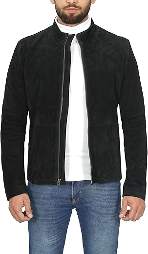 Domnite Men’s Full Grain Suede Leather Jacket – Casual Style for the Bold Man