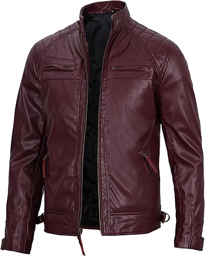 Domnite Men’s Leather Jacket – Casual Café Racer Style for the Modern Man