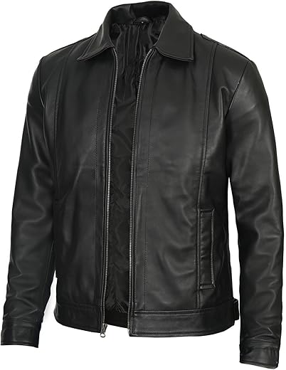 Domnite Vegan Leather Jacket Men - Casual Vintage Style Mens Sustainable Leather Jackets